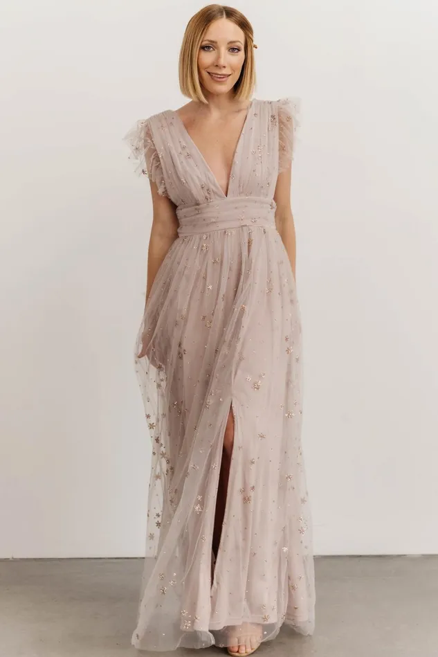 Baltic Born Embellished Sequin Women Nova Shimmer Maxi Dress Dusty Lilac