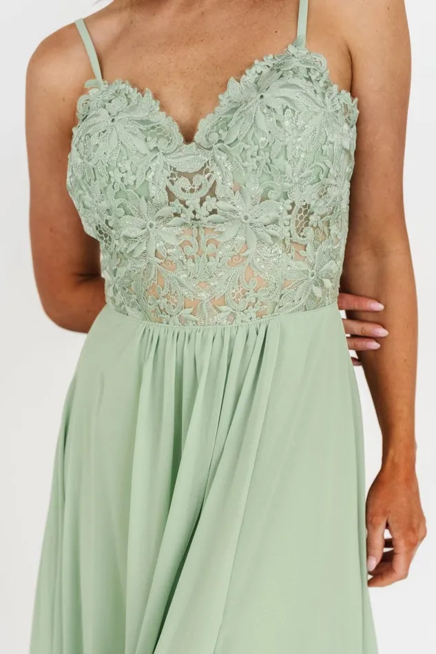 Baltic Born Embellished Sequin Women Samantha Lace Top Gown Sage Baltic Born Embellished Sequin Women Samantha Lace Top Gown Sage