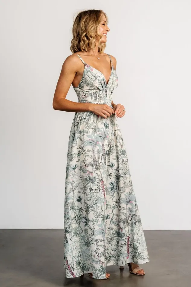 Baltic Born Maxi Dresses Women Naia Maxi Dress Natural Sage Print Baltic Born Maxi Dresses Women Naia Maxi Dress Natural Sage Print