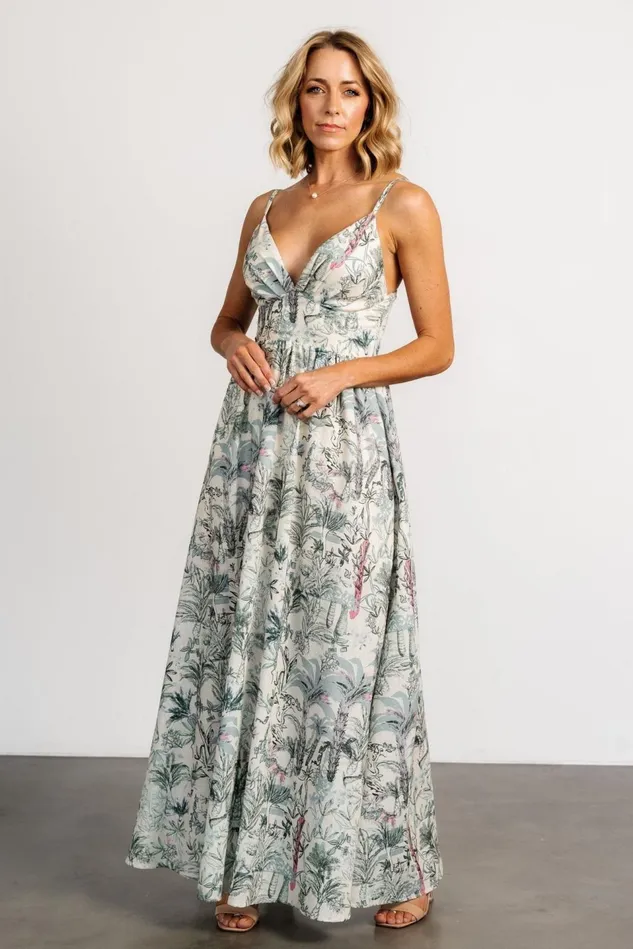 Baltic Born Maxi Dresses Women Naia Maxi Dress Natural Sage Print Baltic Born Maxi Dresses Women Naia Maxi Dress Natural Sage Print
