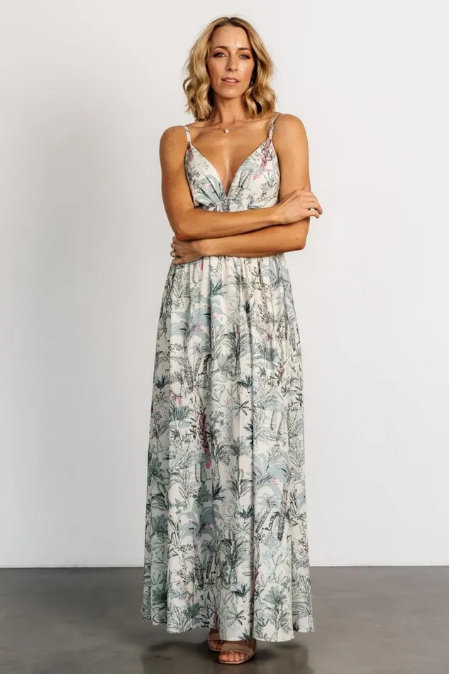 Baltic Born Maxi Dresses Women Naia Maxi Dress Natural Sage Print Baltic Born Maxi Dresses Women Naia Maxi Dress Natural Sage Print
