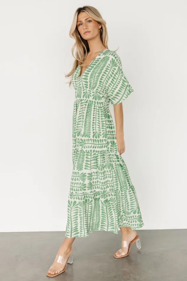 Baltic Born Midi Dresses Women Austin Kimono Dress Green Print Baltic Born Midi Dresses Women Austin Kimono Dress Green Print