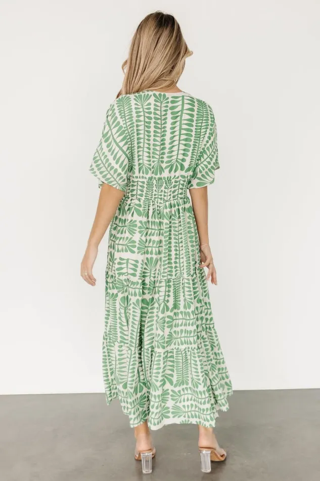 Baltic Born Midi Dresses Women Austin Kimono Dress Green Print Baltic Born Midi Dresses Women Austin Kimono Dress Green Print