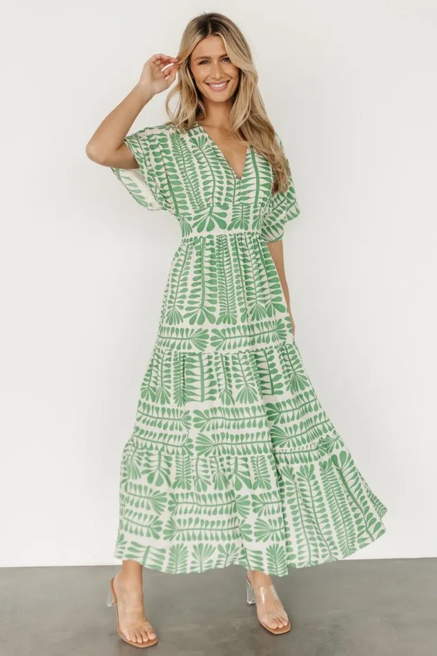 Baltic Born Midi Dresses Women Austin Kimono Dress Green Print Baltic Born Midi Dresses Women Austin Kimono Dress Green Print
