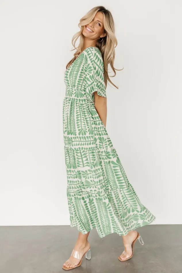 Baltic Born Midi Dresses Women Austin Kimono Dress Green Print Baltic Born Midi Dresses Women Austin Kimono Dress Green Print