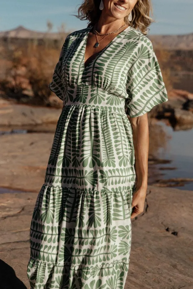 Baltic Born Midi Dresses Women Austin Kimono Dress Green Print Baltic Born Midi Dresses Women Austin Kimono Dress Green Print