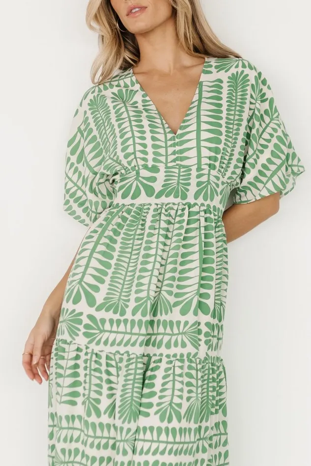 Baltic Born Midi Dresses Women Austin Kimono Dress Green Print Baltic Born Midi Dresses Women Austin Kimono Dress Green Print