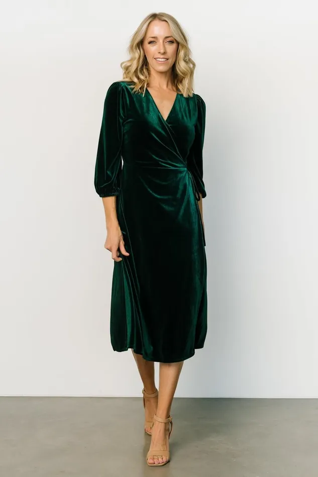 Baltic Born Midi Dresses Women Beckinsale Velvet Wrap Dress Dark Green Baltic Born Midi Dresses Women Beckinsale Velvet Wrap Dress Dark Green