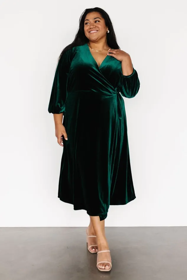 Baltic Born Midi Dresses Women Beckinsale Velvet Wrap Dress Dark Green Baltic Born Midi Dresses Women Beckinsale Velvet Wrap Dress Dark Green