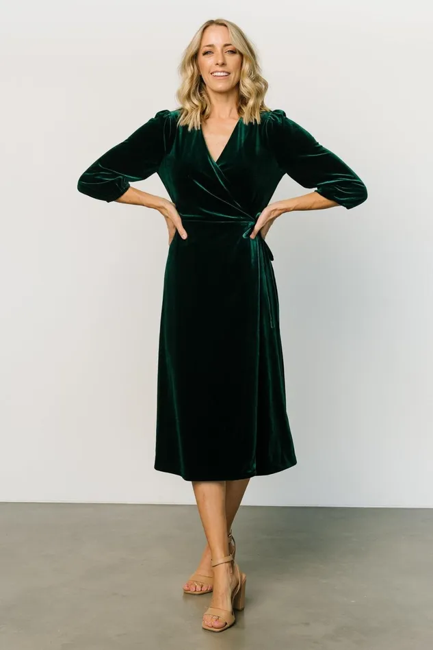 Baltic Born Midi Dresses Women Beckinsale Velvet Wrap Dress Dark Green Baltic Born Midi Dresses Women Beckinsale Velvet Wrap Dress Dark Green