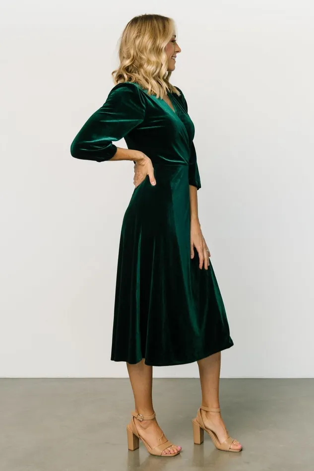 Baltic Born Midi Dresses Women Beckinsale Velvet Wrap Dress Dark Green Baltic Born Midi Dresses Women Beckinsale Velvet Wrap Dress Dark Green