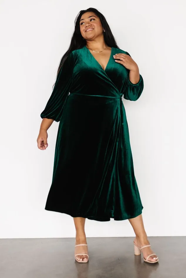 Baltic Born Midi Dresses Women Beckinsale Velvet Wrap Dress Dark Green Baltic Born Midi Dresses Women Beckinsale Velvet Wrap Dress Dark Green
