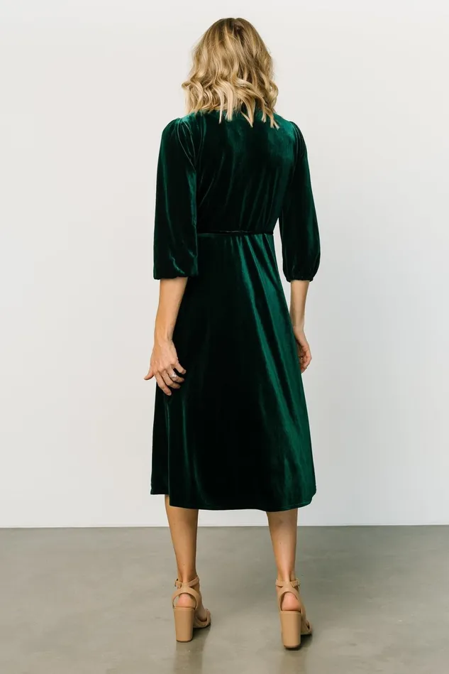 Baltic Born Midi Dresses Women Beckinsale Velvet Wrap Dress Dark Green Baltic Born Midi Dresses Women Beckinsale Velvet Wrap Dress Dark Green