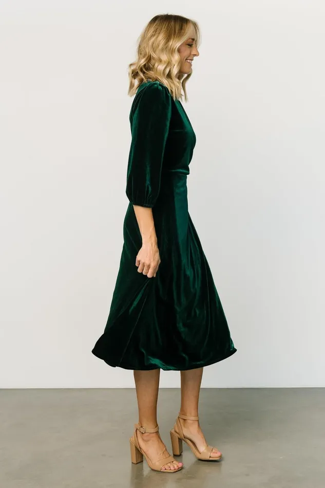 Baltic Born Midi Dresses Women Beckinsale Velvet Wrap Dress Dark Green Baltic Born Midi Dresses Women Beckinsale Velvet Wrap Dress Dark Green