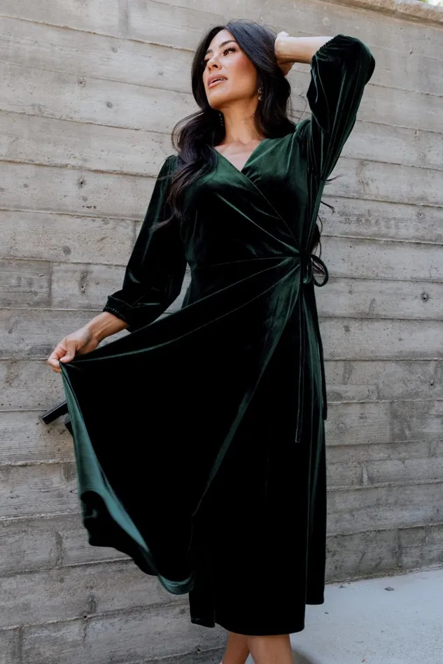 Baltic Born Midi Dresses Women Beckinsale Velvet Wrap Dress Dark Green Baltic Born Midi Dresses Women Beckinsale Velvet Wrap Dress Dark Green