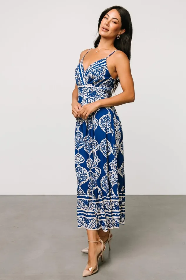 Baltic Born Midi Dresses Women Delia Midi Dress Blue Print Baltic Born Midi Dresses Women Delia Midi Dress Blue Print