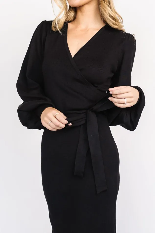 Baltic Born Midi Dresses Women Soho Bubble Sleeve Sweater Dress Black Baltic Born Midi Dresses Women Soho Bubble Sleeve Sweater Dress Black