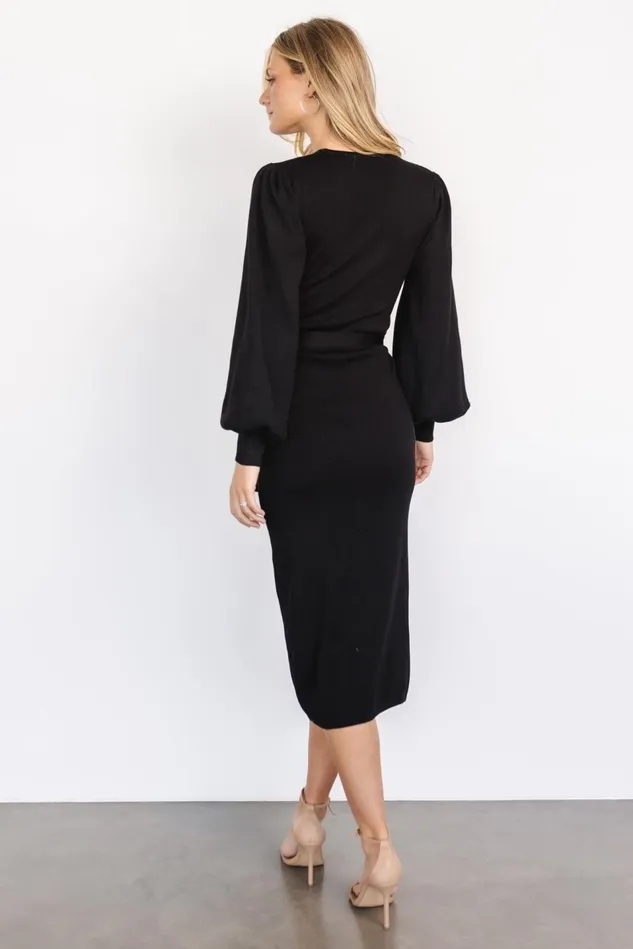 Baltic Born Midi Dresses Women Soho Bubble Sleeve Sweater Dress Black Baltic Born Midi Dresses Women Soho Bubble Sleeve Sweater Dress Black
