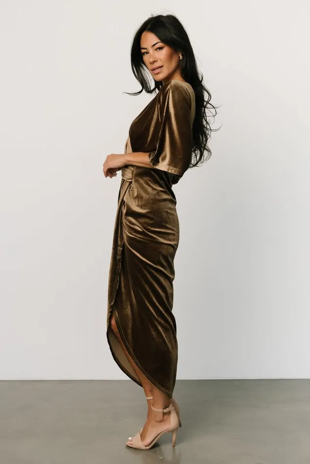 Baltic Born Mother Of The Bride Women Brendyn Ruched Velvet Dress Brushed Bronze Baltic Born Mother Of The Bride Women Brendyn Ruched Velvet Dress Brushed Bronze