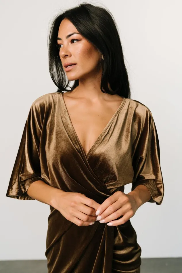 Baltic Born Mother Of The Bride Women Brendyn Ruched Velvet Dress Brushed Bronze Baltic Born Mother Of The Bride Women Brendyn Ruched Velvet Dress Brushed Bronze