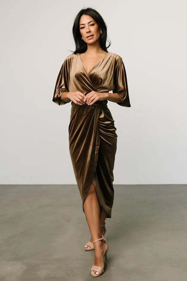 Baltic Born Mother Of The Bride Women Brendyn Ruched Velvet Dress Brushed Bronze Baltic Born Mother Of The Bride Women Brendyn Ruched Velvet Dress Brushed Bronze