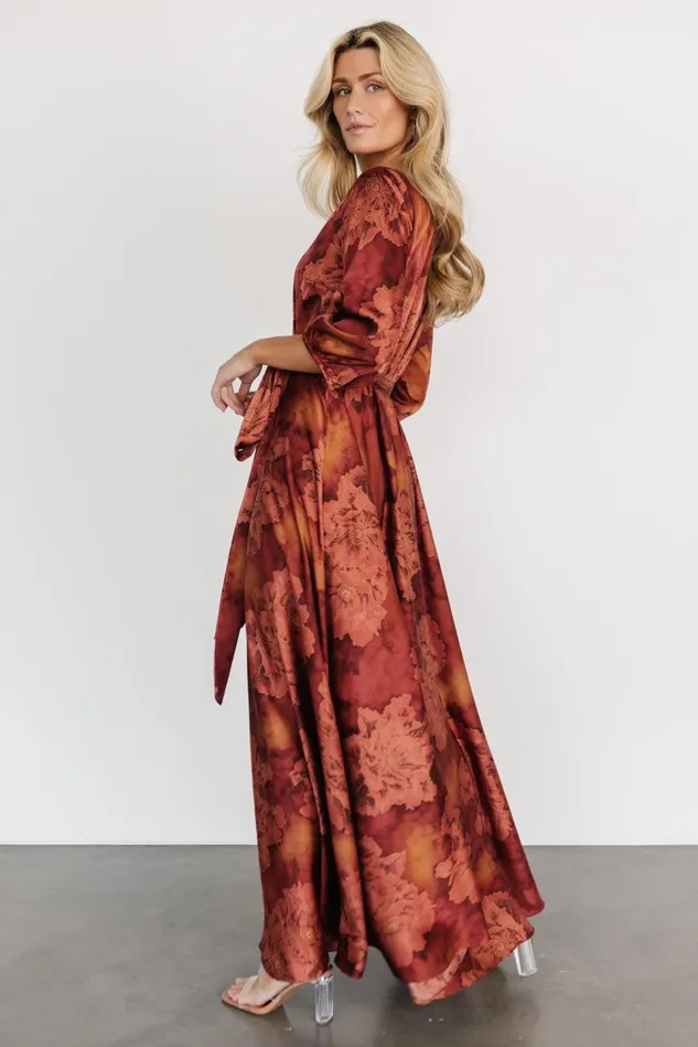 Baltic Born Mother Of The Bride Women Paula Satin Maxi Dress Terracotta Floral Baltic Born Mother Of The Bride Women Paula Satin Maxi Dress Terracotta Floral