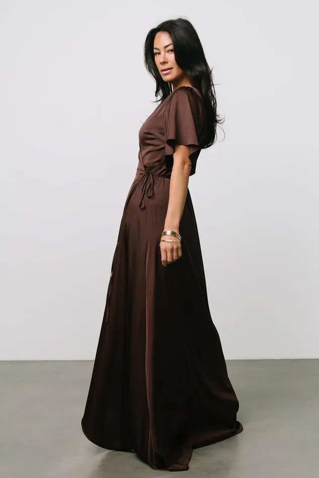 Baltic Born Mother Of The Bride Women Vara Satin Maxi Wrap Dress Espresso Baltic Born Mother Of The Bride Women Vara Satin Maxi Wrap Dress Espresso