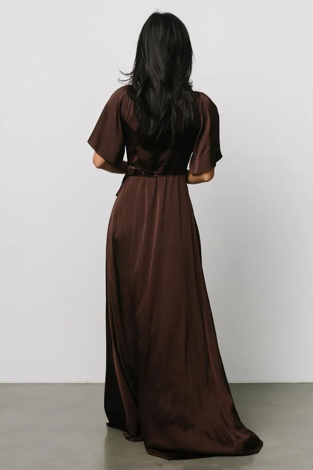 Baltic Born Mother Of The Bride Women Vara Satin Maxi Wrap Dress Espresso Baltic Born Mother Of The Bride Women Vara Satin Maxi Wrap Dress Espresso
