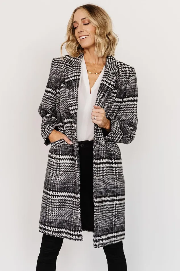 Baltic Born Outerwear Women Townley Houndstooth Coat Black Off White