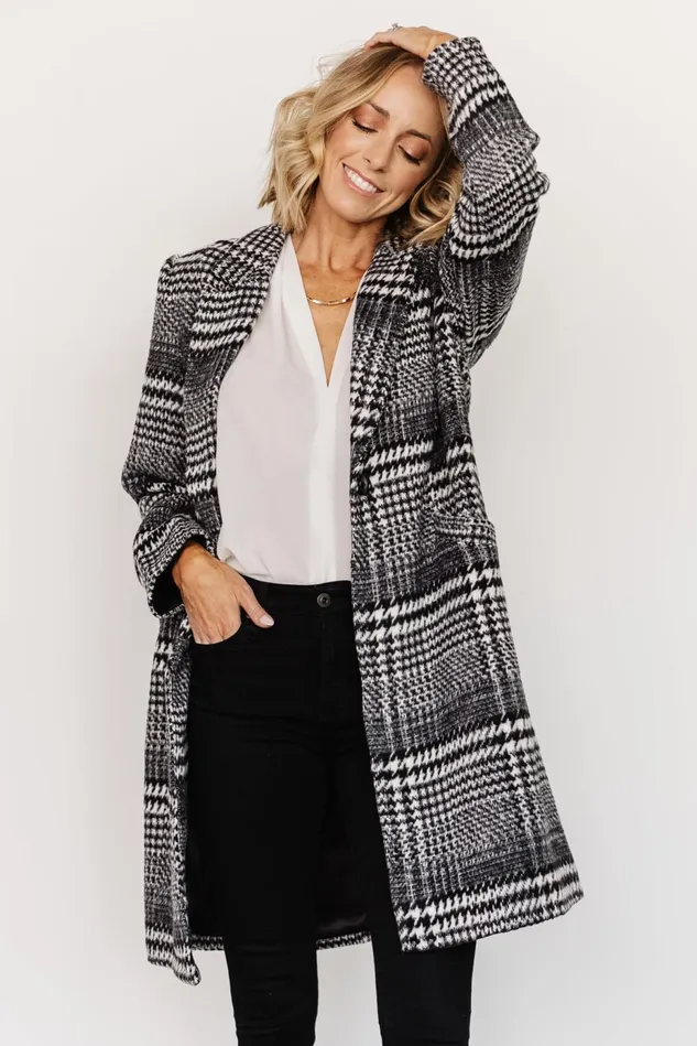 Baltic Born Outerwear Women Townley Houndstooth Coat Black Off White Baltic Born Outerwear Women Townley Houndstooth Coat Black Off White