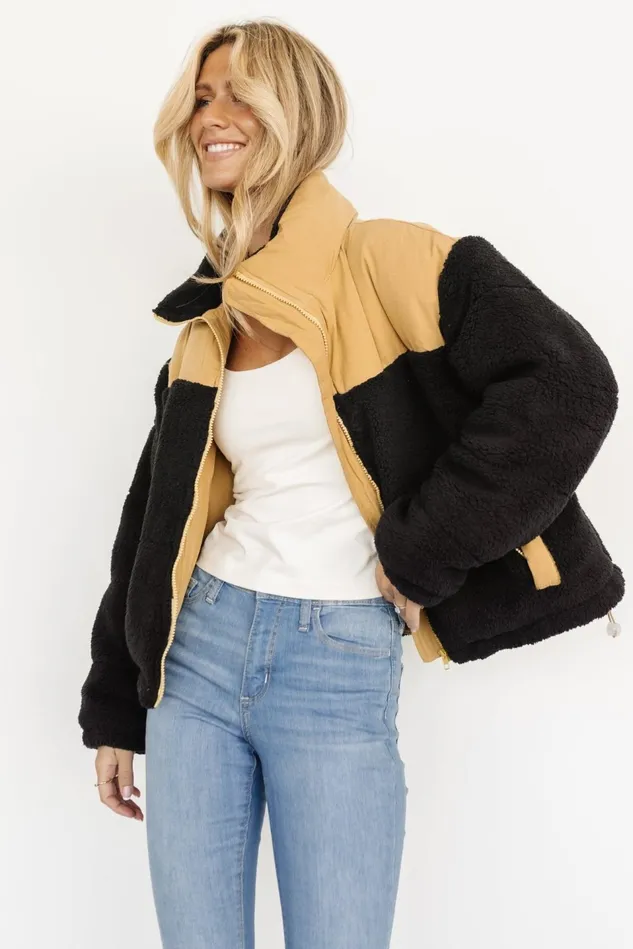 Baltic Born Outerwear Women Weekender Sherpa Puffer Jacket Khaki Black Baltic Born Outerwear Women Weekender Sherpa Puffer Jacket Khaki Black