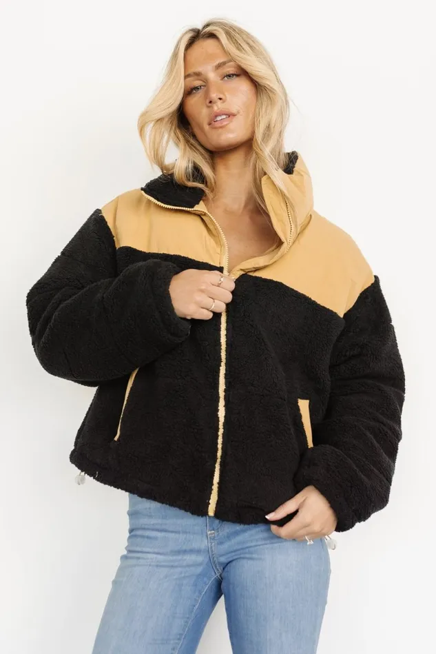 Baltic Born Outerwear Women Weekender Sherpa Puffer Jacket Khaki Black Baltic Born Outerwear Women Weekender Sherpa Puffer Jacket Khaki Black