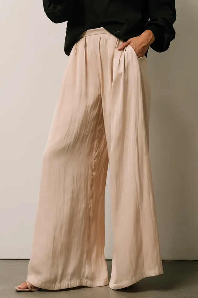 Baltic Born Pants Women Jayla Palazzo Satin Pant Champagne