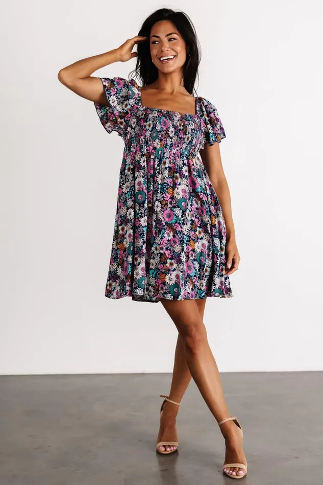 Baltic Born Short Dresses Women Cassiopeia Back Tie Mini Dress Navy Multi