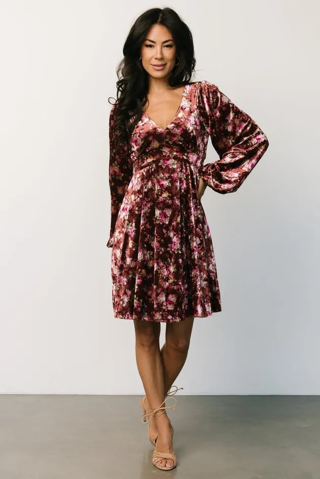 Baltic Born Short Dresses Women Teri Velvet Short Dress Auburn Multi