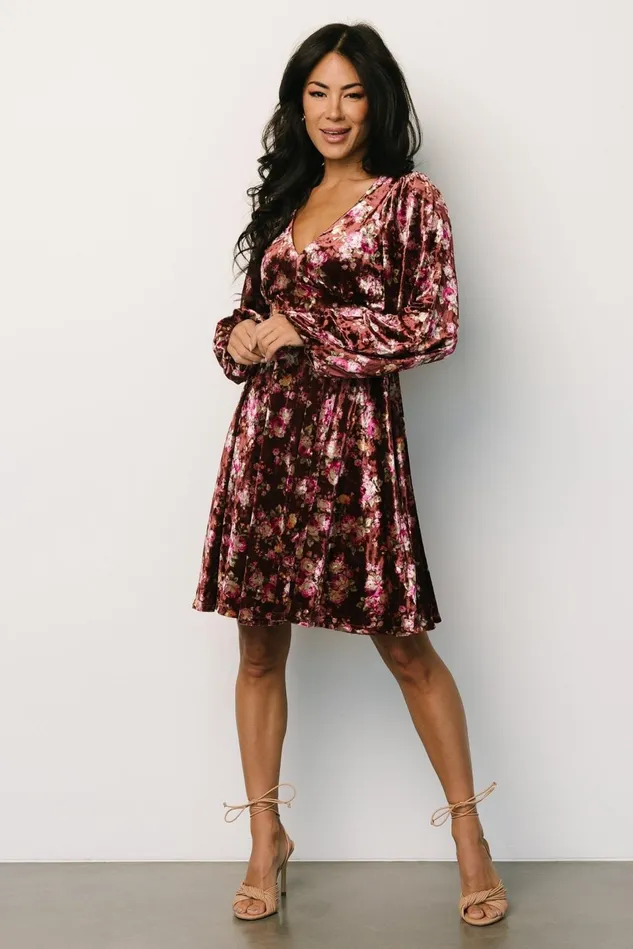 Baltic Born Short Dresses Women Teri Velvet Short Dress Auburn Multi Baltic Born Short Dresses Women Teri Velvet Short Dress Auburn Multi