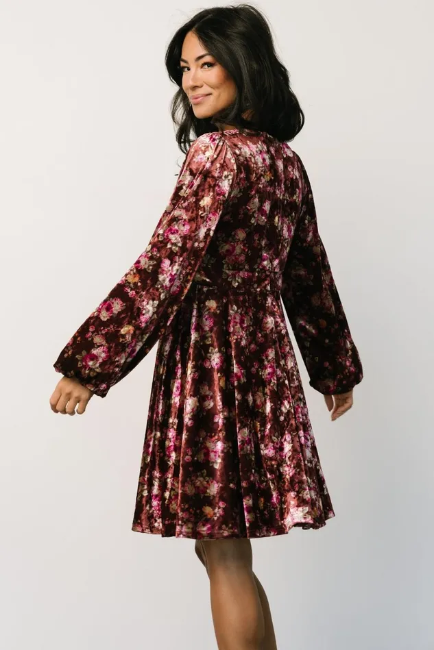 Baltic Born Short Dresses Women Teri Velvet Short Dress Auburn Multi Baltic Born Short Dresses Women Teri Velvet Short Dress Auburn Multi