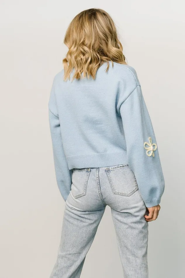 Baltic Born Sweaters Women Annie Flower Knit Sweater Blue Baltic Born Sweaters Women Annie Flower Knit Sweater Blue