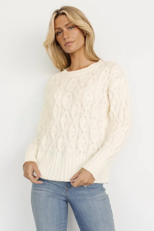 Baltic Born Sweaters Women Avoriaz Cable Knit Sweater Ivory