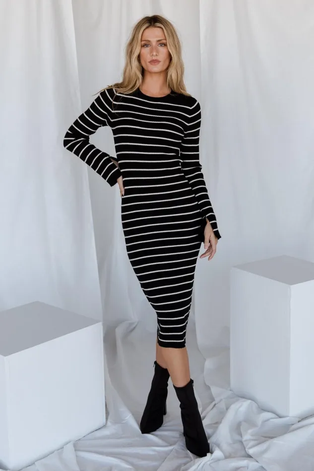 Baltic Born Sweaters Women Iggy Sweater Dress Black Ivory