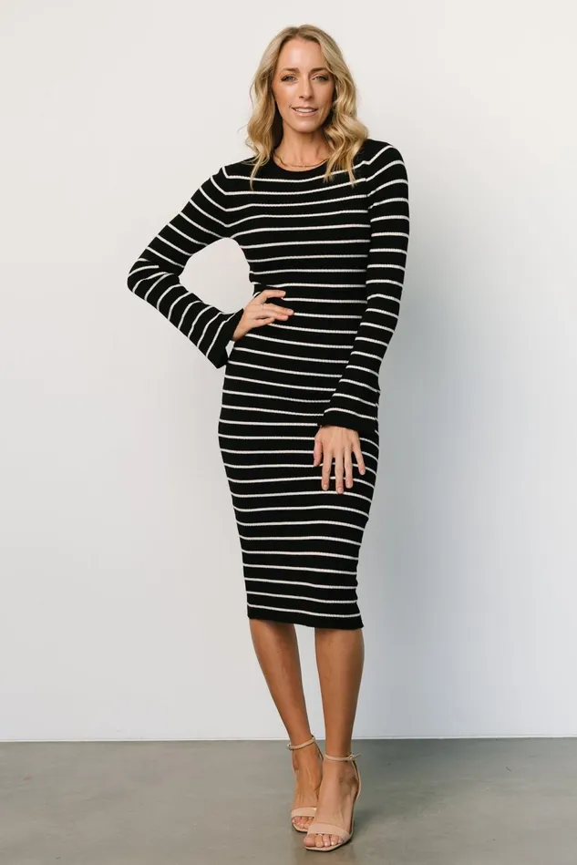 Baltic Born Sweaters Women Iggy Sweater Dress Black Ivory