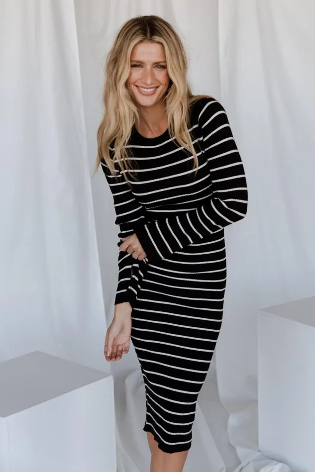 Baltic Born Sweaters Women Iggy Sweater Dress Black Ivory