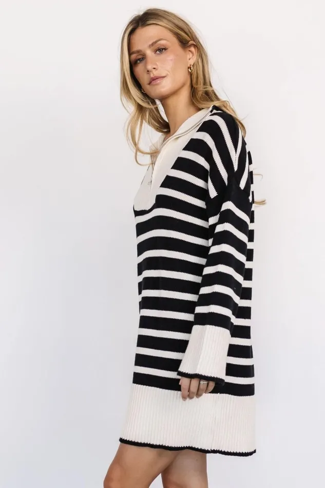 Baltic Born Sweaters Women Manon Sweater Dress Ivory Black Baltic Born Sweaters Women Manon Sweater Dress Ivory Black