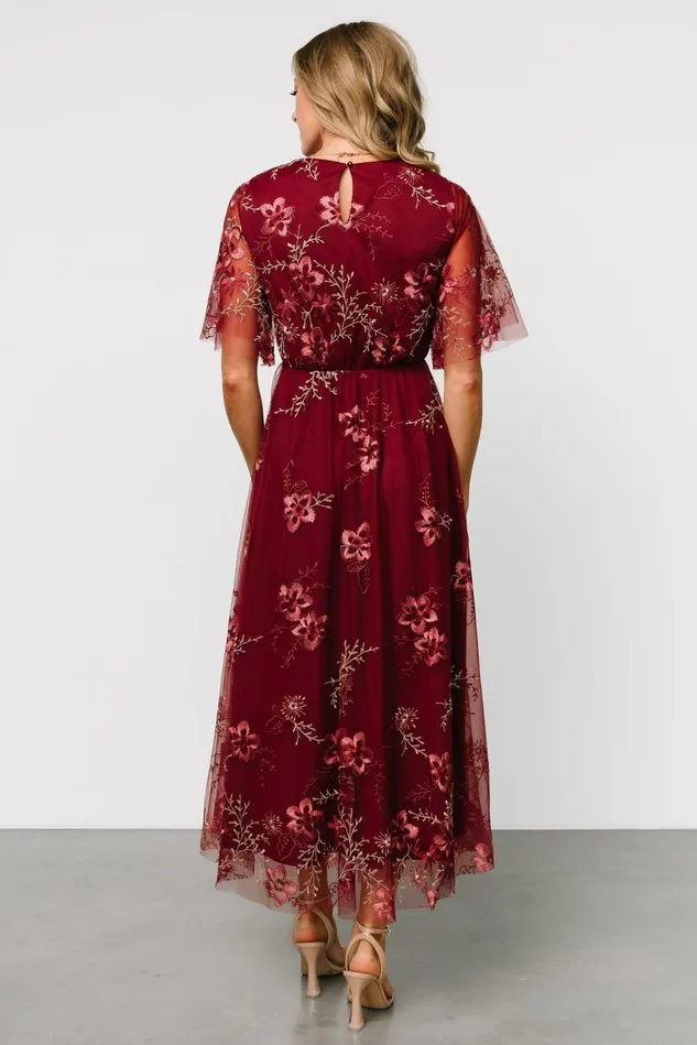 Baltic Born Tulle Styles Women Arabella Embroidered Tulle Maxi Dress Burgundy Floral Baltic Born Tulle Styles Women Arabella Embroidered Tulle Maxi Dress Burgundy Floral