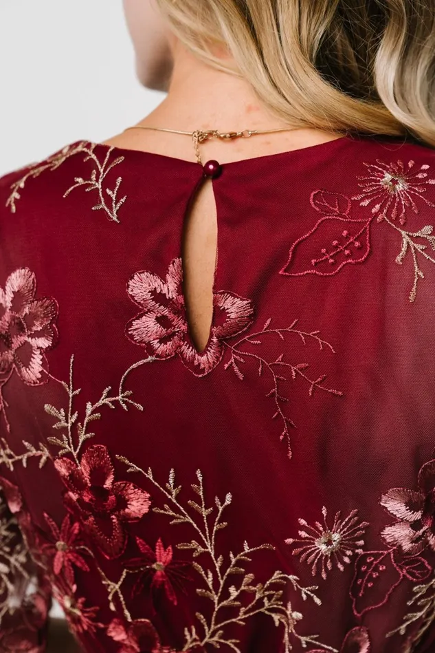 Baltic Born Tulle Styles Women Arabella Embroidered Tulle Maxi Dress Burgundy Floral Baltic Born Tulle Styles Women Arabella Embroidered Tulle Maxi Dress Burgundy Floral