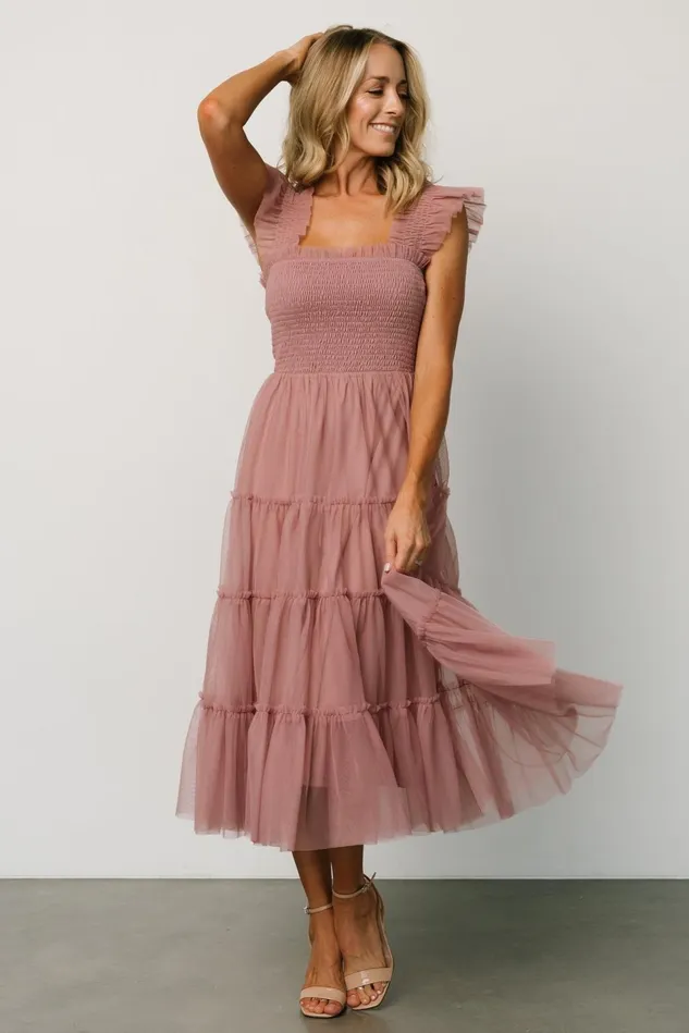 Baltic Born Tulle Styles Women Emma Smocked Tulle Dress Dusty Rose Baltic Born Tulle Styles Women Emma Smocked Tulle Dress Dusty Rose