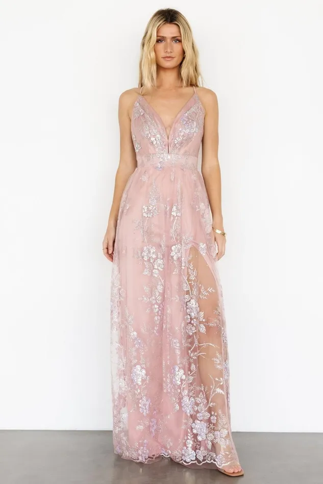 Baltic Born Tulle Styles Women Lucienne Shimmer Maxi Gown Blushing Rose