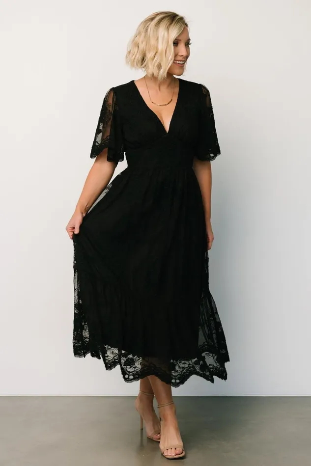 Baltic Born Wedding Guest Women Clarisa Lace Midi Dress Black Baltic Born Wedding Guest Women Clarisa Lace Midi Dress Black