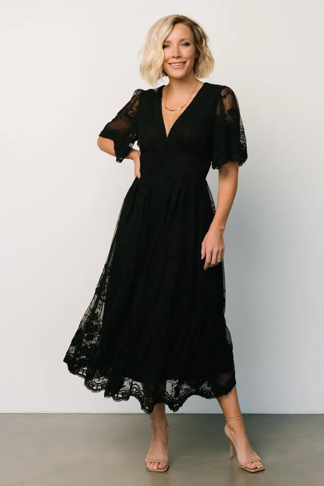 Baltic Born Wedding Guest Women Clarisa Lace Midi Dress Black Baltic Born Wedding Guest Women Clarisa Lace Midi Dress Black