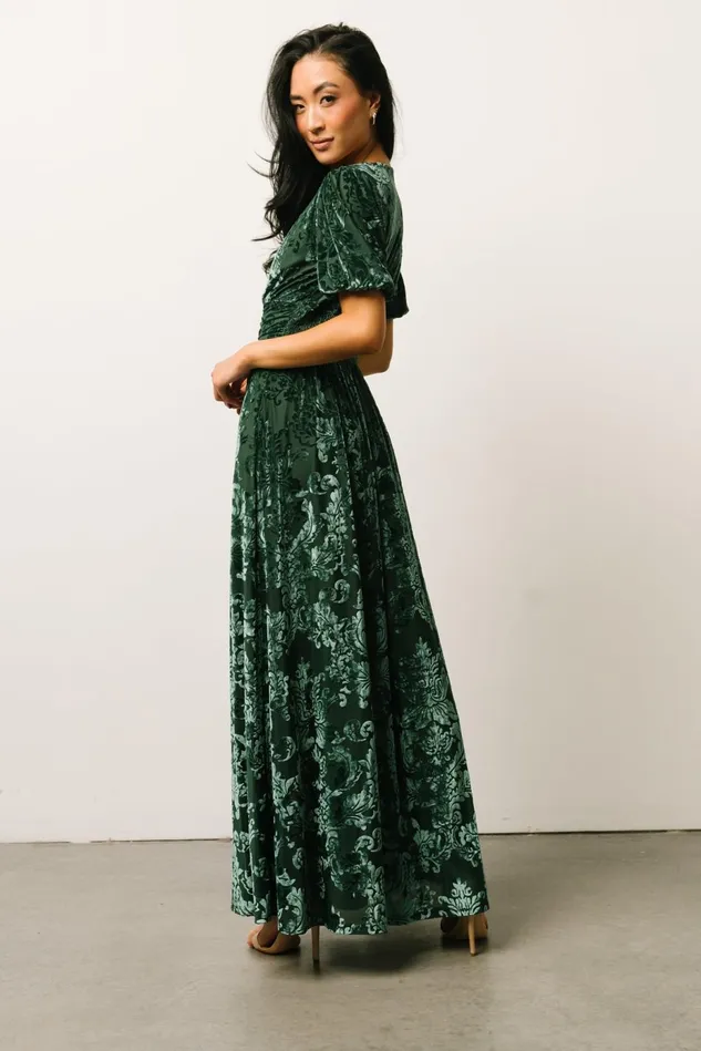 Baltic Born Wedding Guest Women Leslie Velvet Maxi Dress Pine